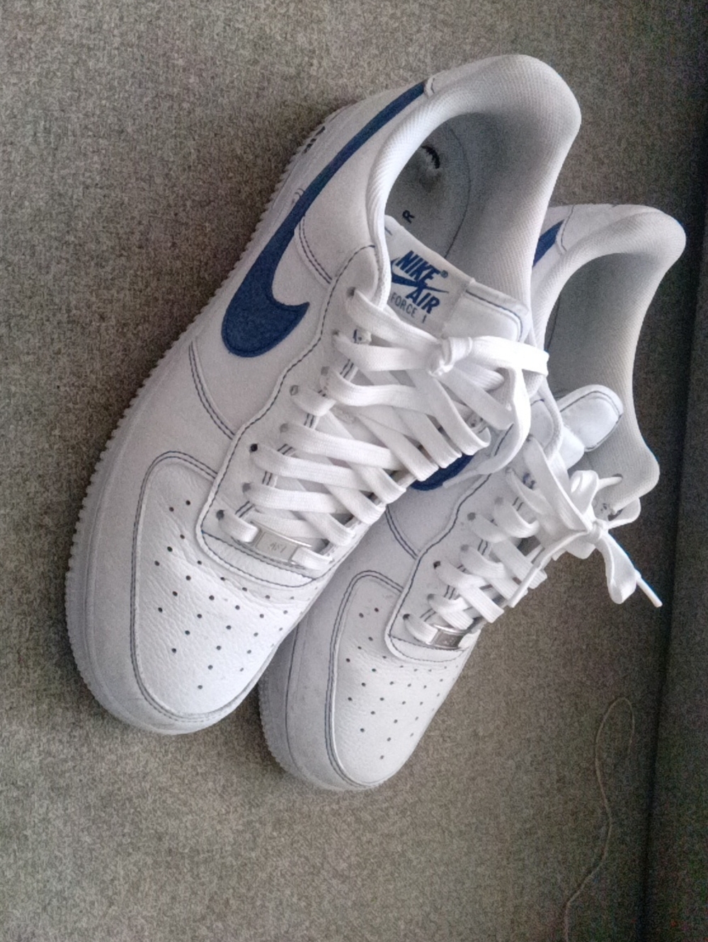 Nike Air Force 1 Low Men's White with Blue Swoosh Sneakers